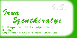 irma szentkiralyi business card